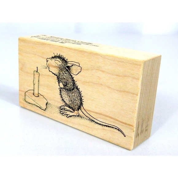 House Mouse Designs 1999 Mudpie Blows Candle Stamp Rosa Mounted Rubber Stamp - Picture 3 of 6